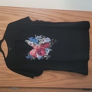 Torrid Black Floral Chocker Distressed Tee